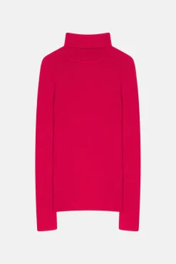 JUNE pull col roulé fuchsia