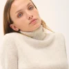 JUNE pull col roulé gris perle chiné