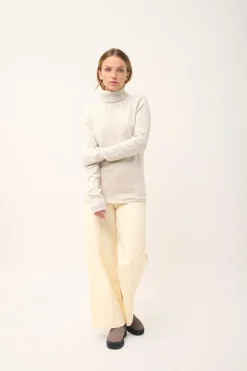 JUNE pull col roulé gris perle chiné