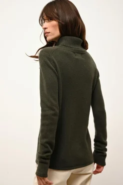 JUNE pull col roulé kaki