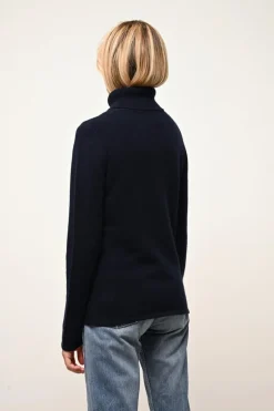 JUNE pull col roulé navy