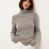 JUNE pull col roulé nuage chiné