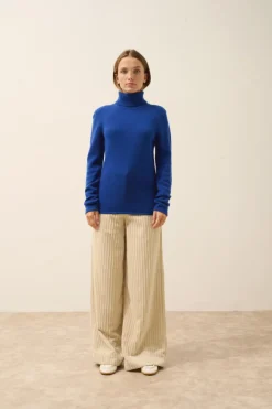 JUNE pull col roulé outremer