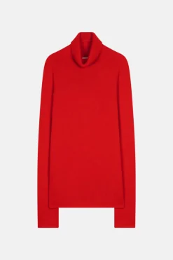 JUNE pull col roulé rouge
