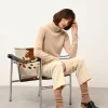 JUNE pull col roulé sable