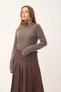 JUNE pull col roulé taupe chiné