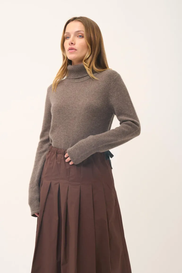 JUNE pull col roulé taupe chiné