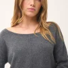 KAREN pull col rond anthracite chiné
