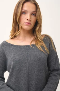 KAREN pull col rond anthracite chiné