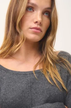 KAREN pull col rond anthracite chiné