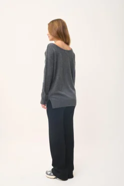 KAREN pull col rond anthracite chiné