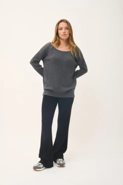 KAREN pull col rond anthracite chiné