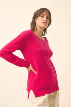KAREN pull col rond fuchsia