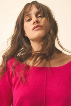 KAREN pull col rond fuchsia