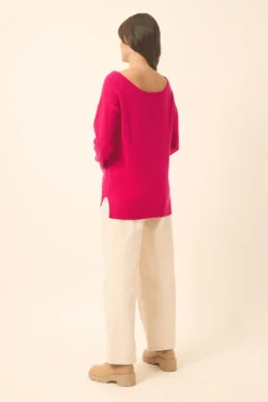 KAREN pull col rond fuchsia