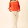 KAREN pull col rond orange