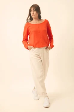 KAREN pull col rond orange