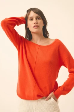 KAREN pull col rond orange