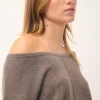 KAREN pull col rond taupe chiné
