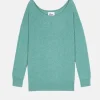 KAREN pull col rond vert chiné