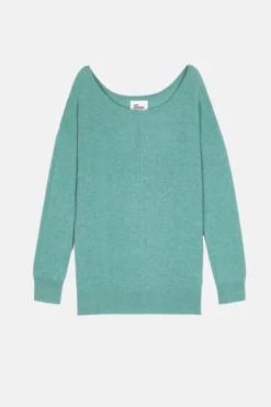 KAREN pull col rond vert chiné