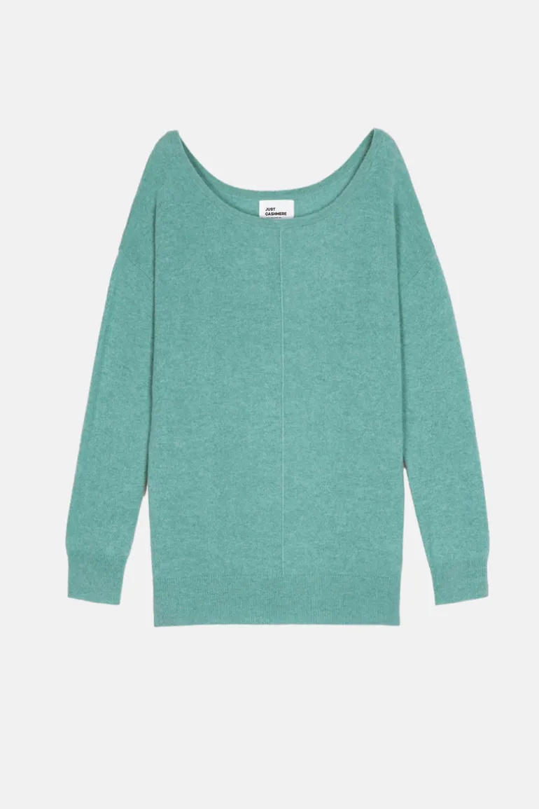 KAREN pull col rond vert chiné