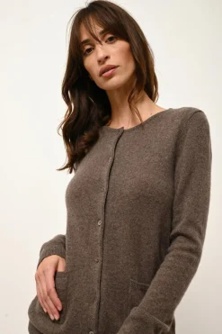 KATHARINE cardigan col rond taupe chiné