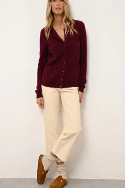 KATHARINE cardigan col rond bordeaux