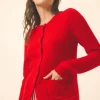 KATHARINE cardigan col rond rouge