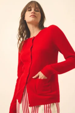 KATHARINE cardigan col rond rouge