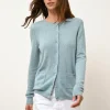 KATHARINE cardigan col rond aqua chiné