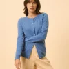 KATHARINE cardigan col rond bleu denim