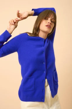 KATHARINE cardigan col rond indigo