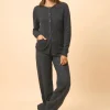 KATHARINE cardigan col rond noir chiné