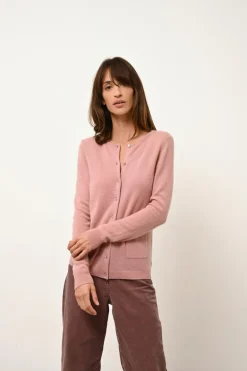 KATHARINE cardigan col rond bois de rose
