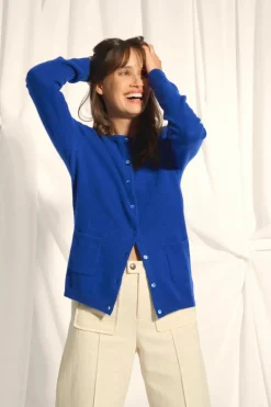 KATHARINE cardigan col rond outremer