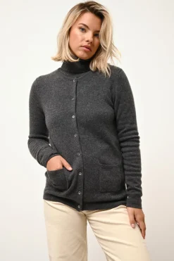 KATHARINE cardigan col rond anthracite chiné