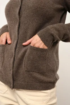 KATHARINE cardigan col rond taupe chiné