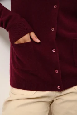 KATHARINE cardigan col rond bordeaux