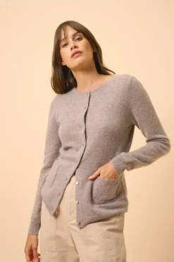 KATHARINE cardigan col rond caribou chiné