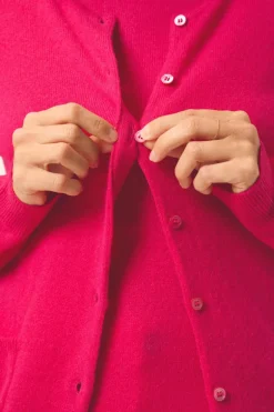 KATHARINE cardigan col rond fuchsia