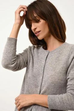 KATHARINE cardigan col rond nuage chiné
