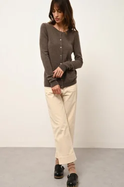 KATHARINE cardigan col rond taupe chiné