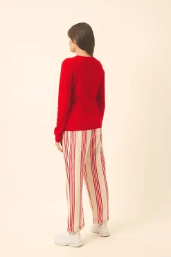 KATHARINE cardigan col rond rouge