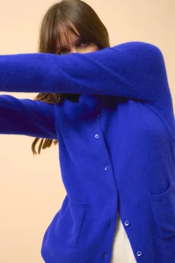 KATHARINE cardigan col rond indigo