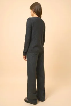 KATHARINE cardigan col rond noir chiné