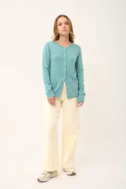 KATHARINE cardigan col rond vert chiné