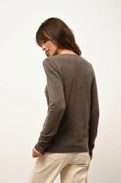 KATHARINE cardigan col rond taupe chiné