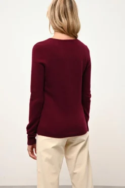 KATHARINE cardigan col rond bordeaux
