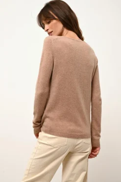 KATHARINE cardigan col rond camel chiné